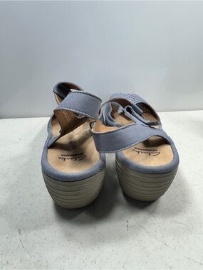 NEW Clarks Womens Reedly Waylin Leather Wedge Sandals Blue Size 7